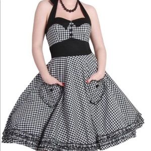 Hell Bunny Gingham Halter Neck Dress